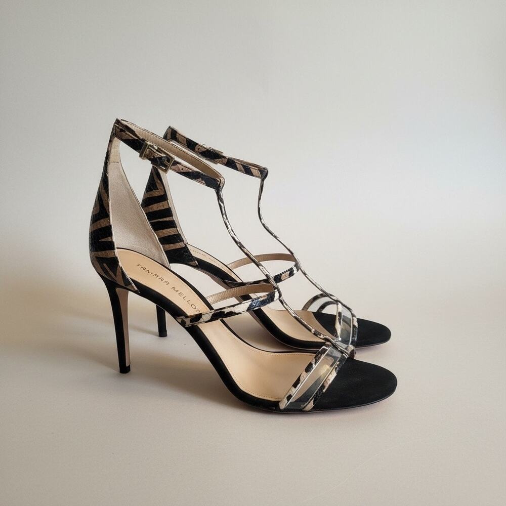 Tamara Mellon Jaguar 90 Exotic Elaphe Snakeskin Leopard Heels EU 42 / US 12